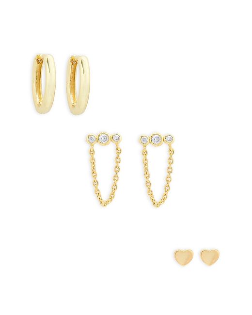 Argento Vivo 3-Piece 18K Goldplated Sterling Earrings Set