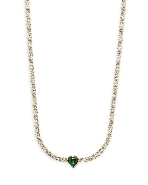 Argento Vivo 18K Goldplated Sterling Cubic Zirconia Heart Tennis Necklace