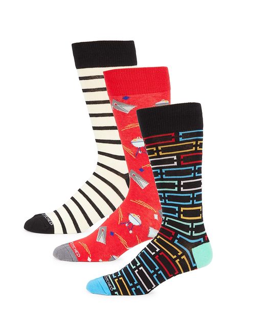 Unsimply Stitched 3-Piece Patterned Crew Socks