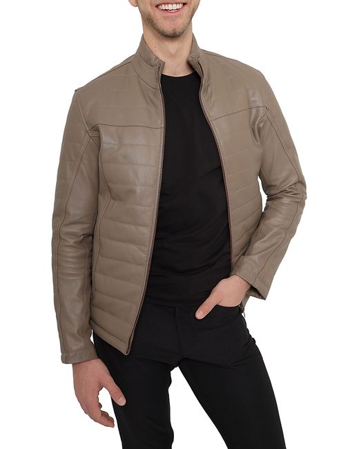 Pino by PinoPorte Dino Stand Collar Leather Jacket