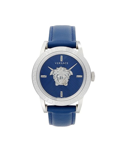 Versace 43MM Stainless Steel Leather Strap Watch