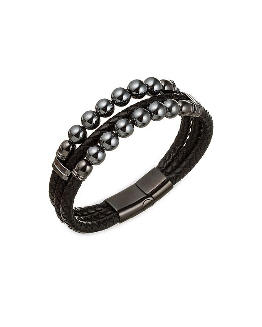 Eye Candy LA Leather Titanium Agate Beads Braided Bracelet
