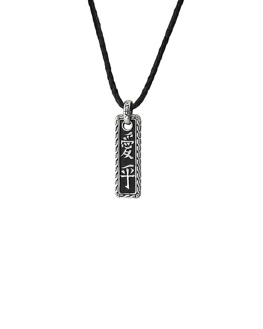 Eli Pebble Sterling Leather Dog Tag Pendant Necklace