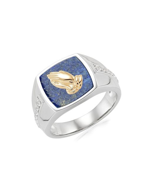Saks Fifth Avenue Made in Italy Saks Fifth Avenue Sterling 14K Yellow Gold Sapphire Lapis Ring