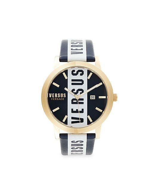 Versus 44MM Stainless Steel Case Leather Strap Logo Watch