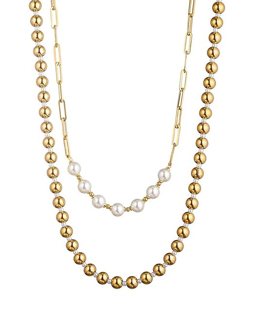Eye Candy LA Premium Collection Gaston 2-Piece Goldtone Titanium Shell Pearl Necklaces Set