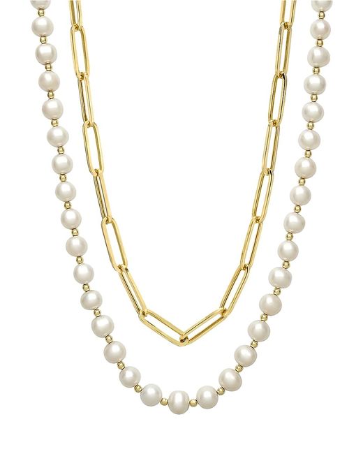 Eye Candy LA Gerard 2-Piece Goldtone Titanium Pearl Chain Necklace Set