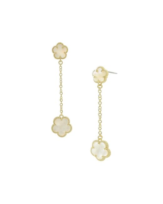 Jankuo Flower 14K Goldplated Mother Of Pearl Drop Earrings