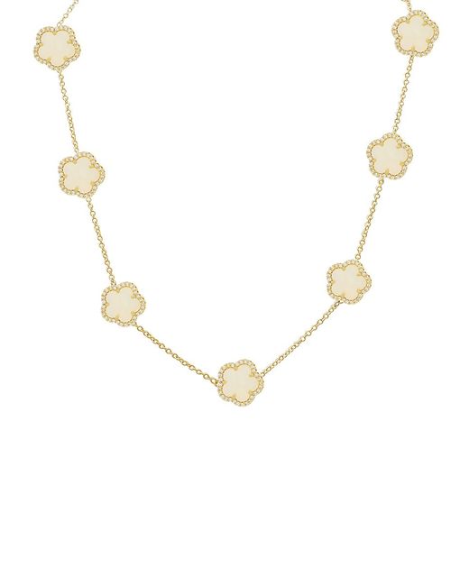 Jankuo Flower 14K Goldplated Mother Of Pearl Cubic Zirconia Station Necklace