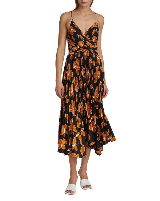 Jonathan Simkhai Portia Pleated Floral Midi-Dress
