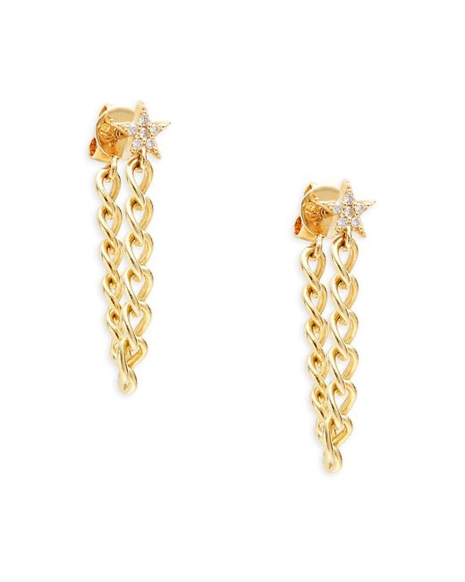 Saks Fifth Avenue Made in Italy Saks Fifth Avenue 14K 0.04 TCW Diamond Star Chain Drop Earrings