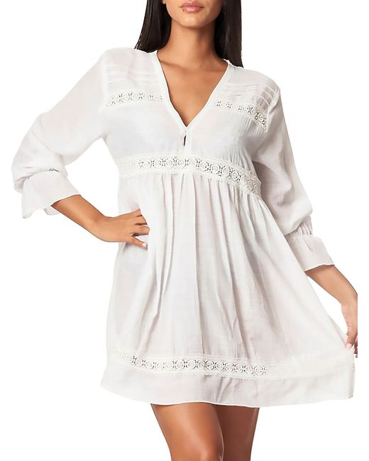 La Moda Clothing Long Sleeve Crochet Mini Dress