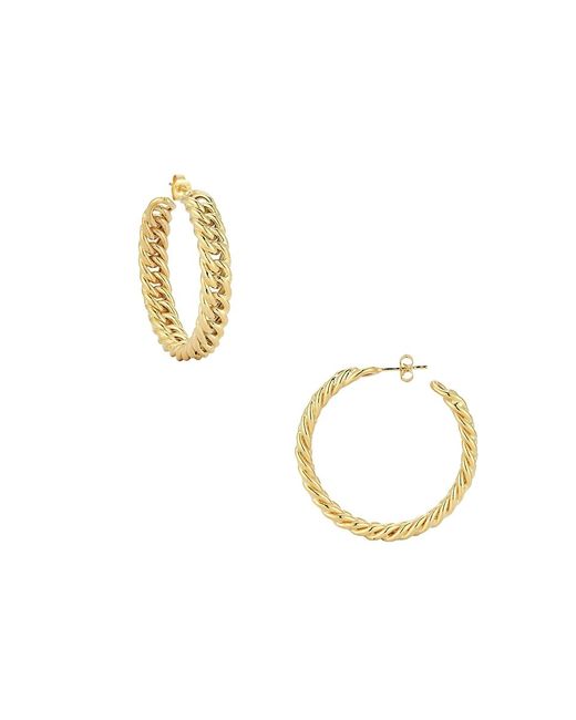 Sphera Milano 14K Goldplated Sterling Chain Hoop Earrings