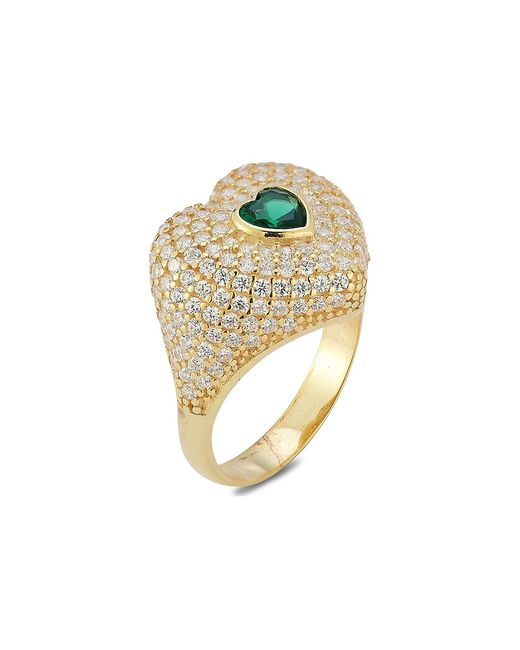 Sphera Milano 14K Gold Plated Sterling Cubic Zirconia Pave Heart Signet Ring 6