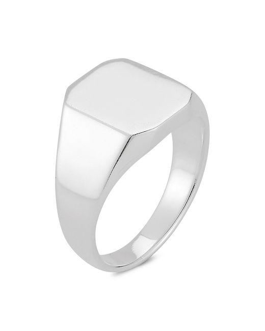 Yield Of Men Rhodium Plated Sterling Squared Signet Ring 9