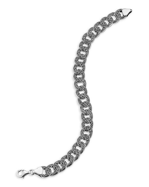 Yield Of Men Rhodium Plated Sterling Oxidized Curb Chain Bracelet