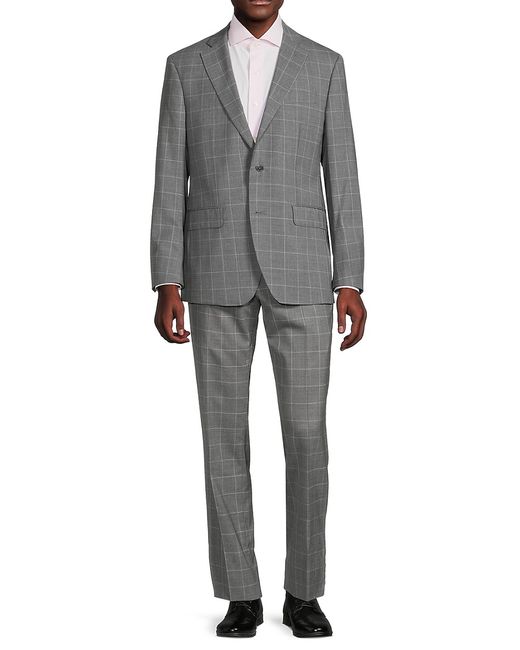 Saks Fifth Avenue Made in Italy Saks Fifth Avenue Modern Fit Windowpane Wool Suit 36 S