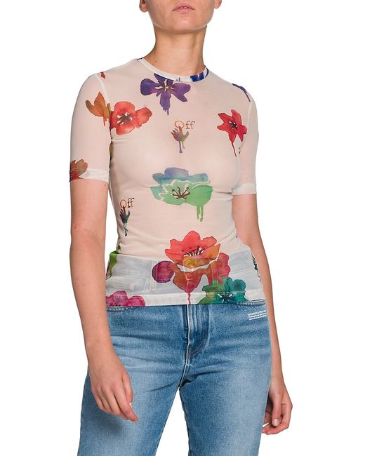 Off-White Floral Short-Sleeve Top 40 4