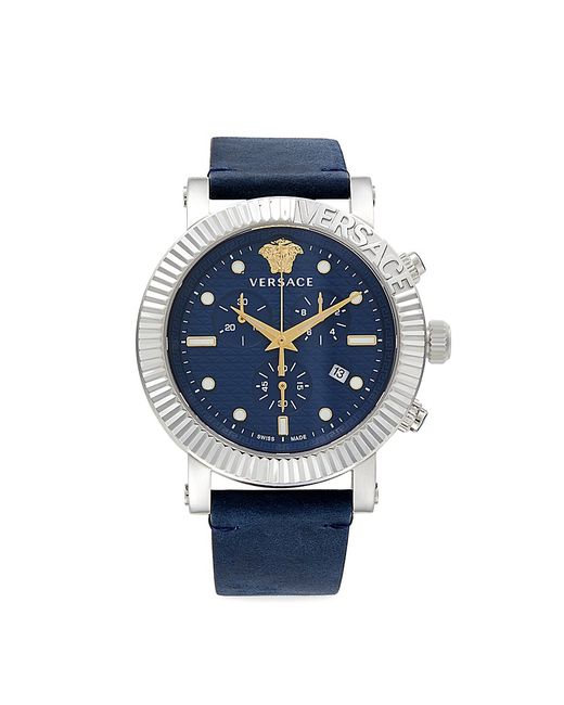 Versace 45MM Stainless Steel Suede Strap Watch