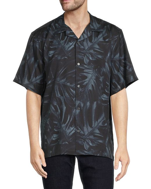 Theory Noll Leaf Print Camp Collar Shirt XS