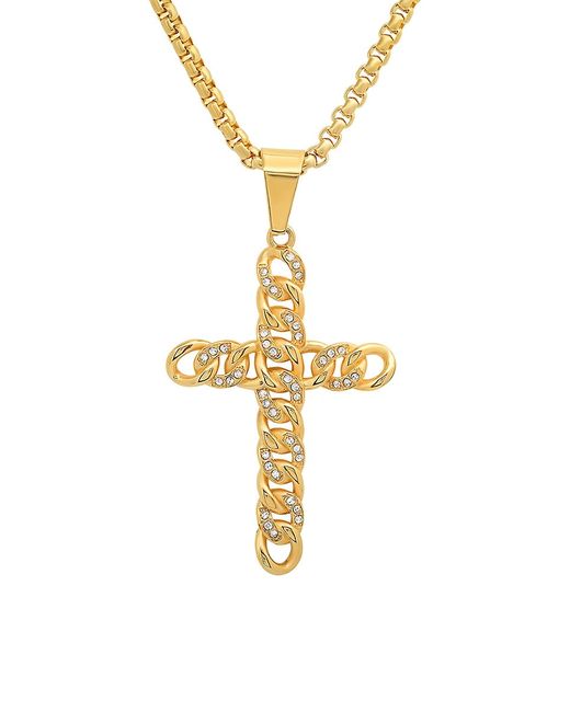 Anthony Jacobs 18K Goldplated Stainless Steel Simulated Diamond Chain Cross Pendant Necklace