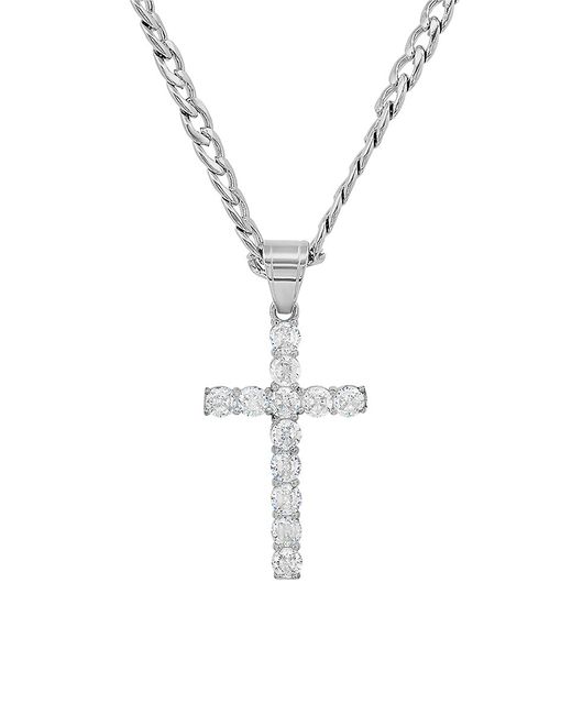 Anthony Jacobs 18K Goldplated Stainless Steel Simulated Diamonds Cross Pendant Necklace