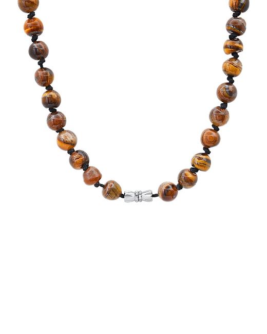 Anthony Jacobs Stainless Steel Tiger Eye Beaded Necklace