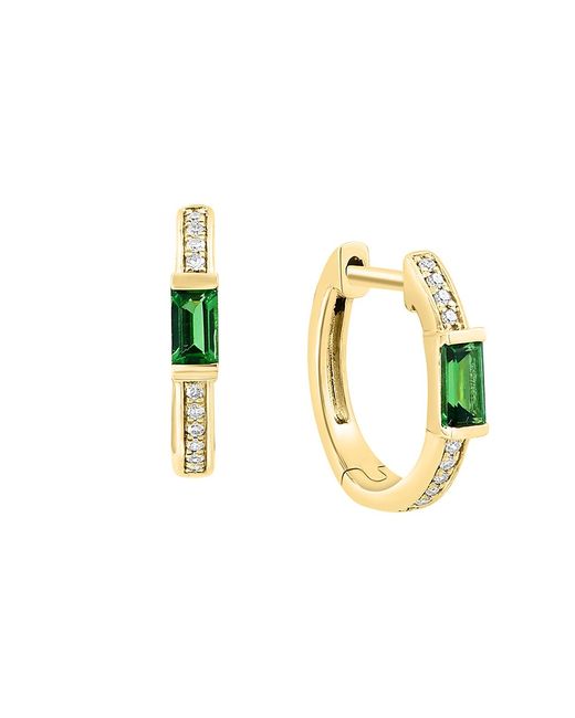 Effy 14K Tsavorite Diamond Huggie Earrings
