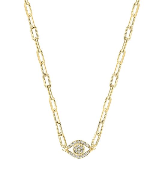 Effy ENY 14K Goldplated Sterling 0.14 TCW Diamond Evil Eye Pendant Necklace