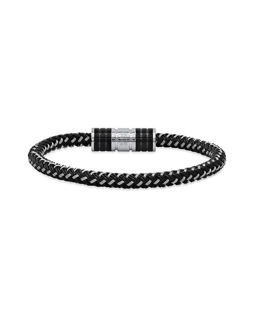 Hickey By Hickey Freeman Stainless Steel Leather Braided Bracelet