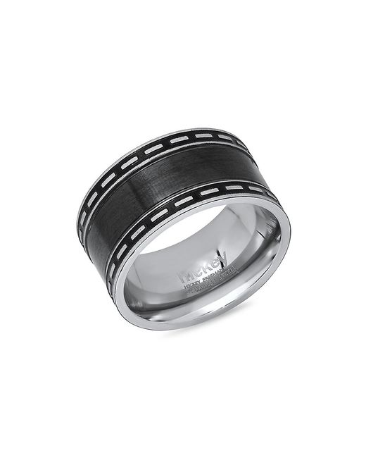 Hickey By Hickey Freeman Stainless Steel Leather Enamel Band Ring 9