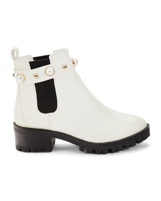Karl Lagerfeld Pola Faux Pearl Studded Chelsea Boots 10