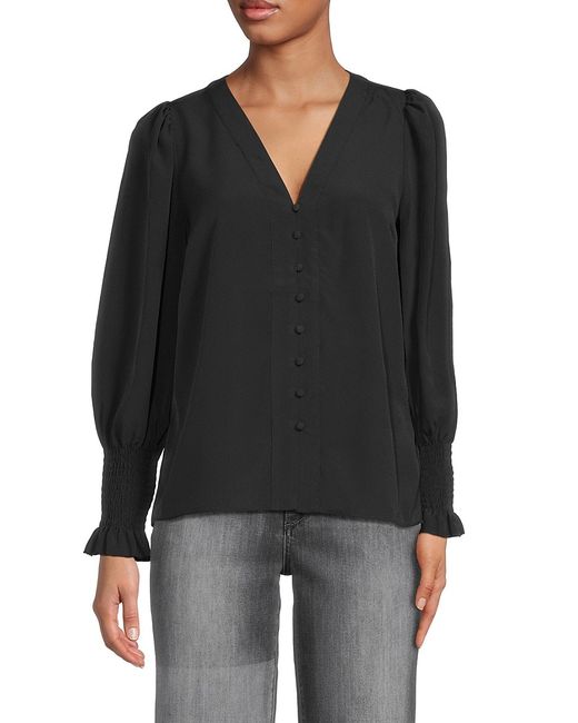 French Connection Solid Button Front Top XS