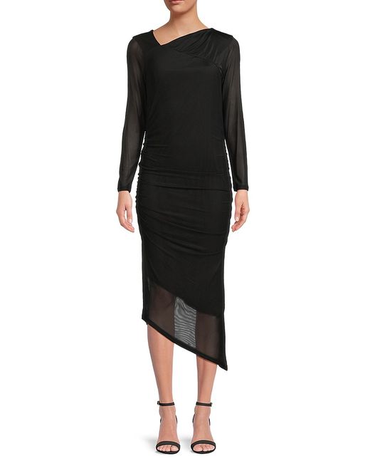 Calvin Klein Asymmetric Hem Ruched Midi Sheath Dress XL