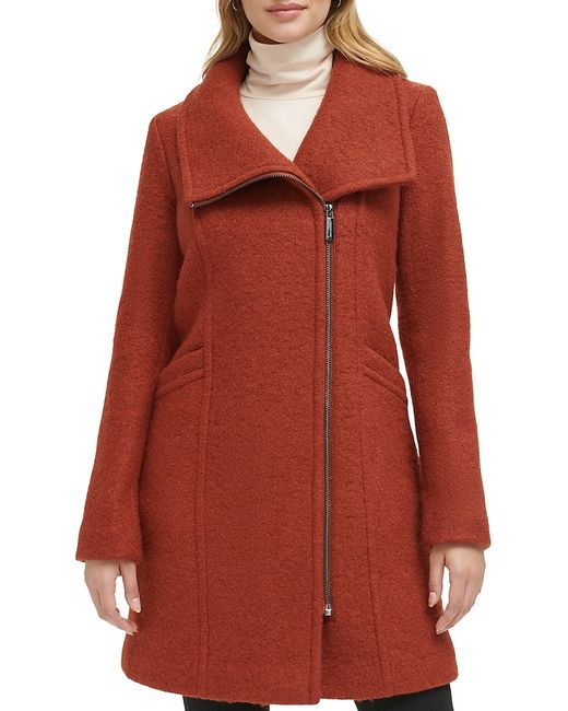Kenneth Cole Asymmetrical Zip Wool Boucle Coat XL