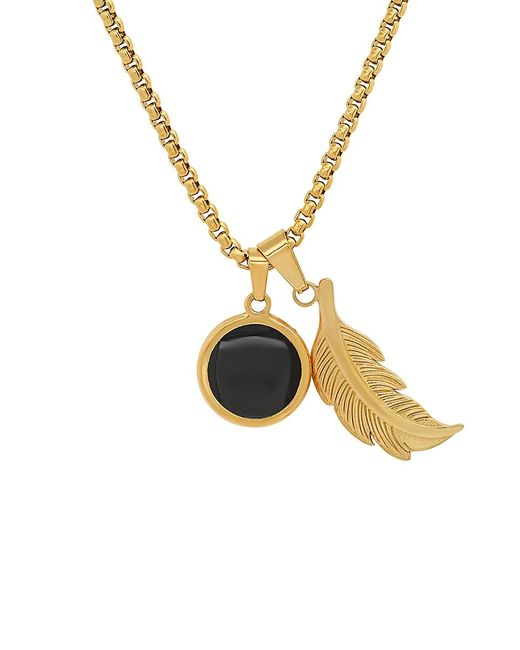 Anthony Jacobs 18K Yellow Goldplated Stainless Steel Onyx Pendant Necklace