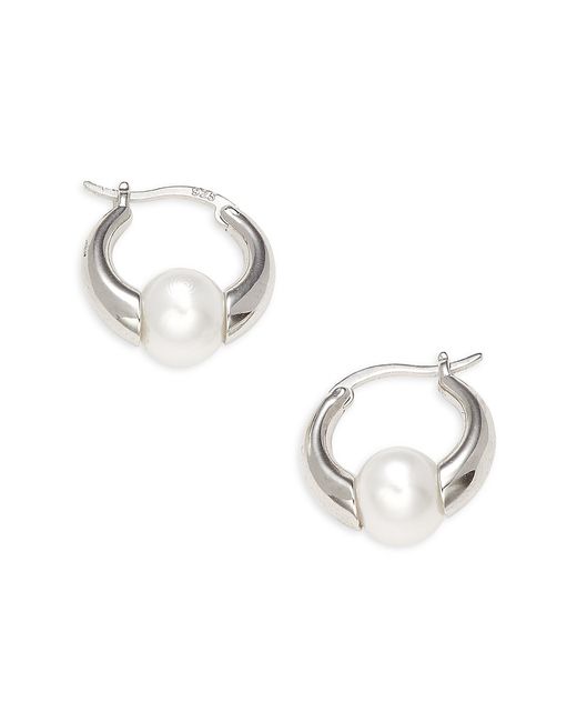 Effy ENY Sterling 10MM Freshwater Pearl Huggie Earrings