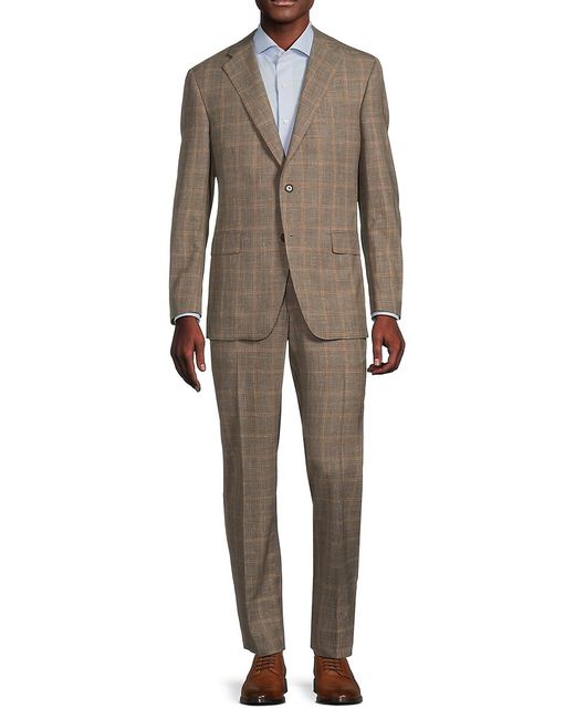 Samuelsohn Windowpane Plaid Wool Blend Suit 38 R