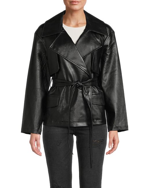 Noize Faux Leather Belted Jacket XS