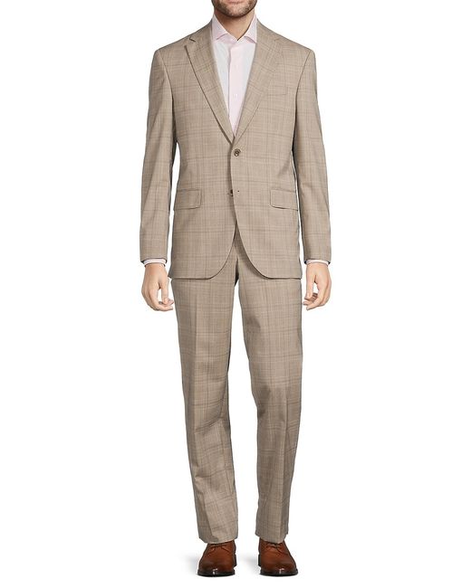 Saks Fifth Avenue Made in Italy Saks Fifth Avenue Napoli Windowpane Check Wool Suit 42 L