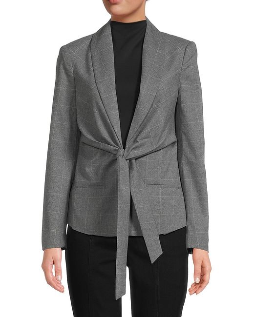Donna Karan Tie Front Plaid Blazer 16