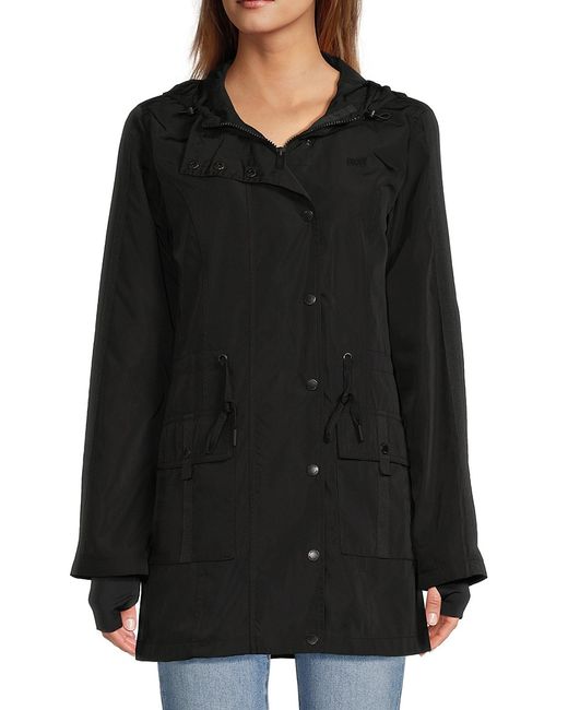 St. John DKNY Solid Windbreaker Hooded Jacket XL