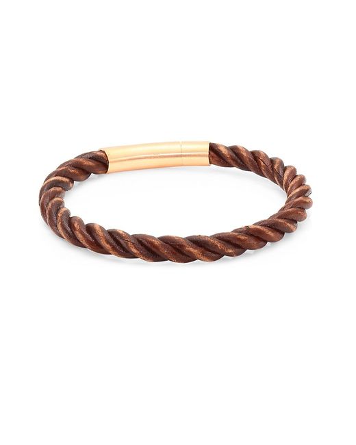 Tateossian Philip Rose Goldplated Leather Braided Bracelet