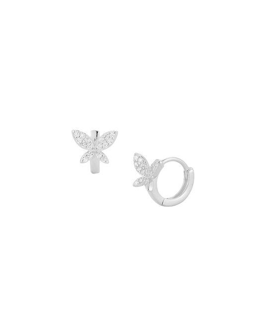 Chloe & Madison 14K Sterling Cubic Zirconia Butterfly Huggie Earrings