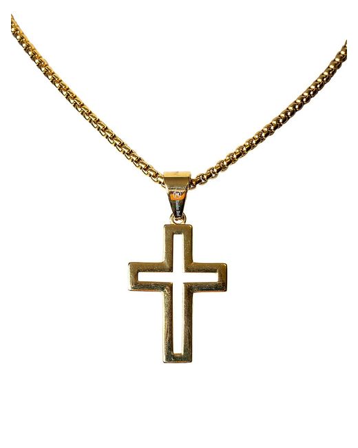 Jean Claude Goldtone Stainless Steel Cross Pendant Chain Necklace