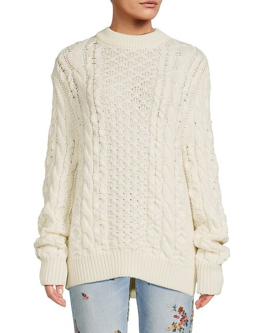 Brandon Maxwell Cable Knit Virgin Wool Sweater