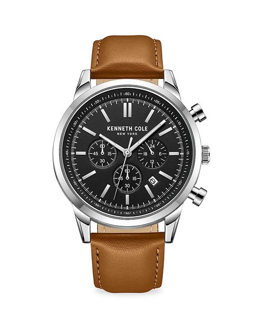 Kenneth Cole Dress Sport 45MM Stainless Steel Leather Strap Chronograph Watch