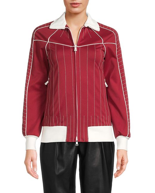 Valentino Embroidery Striped Zip Front Jacket 40 4
