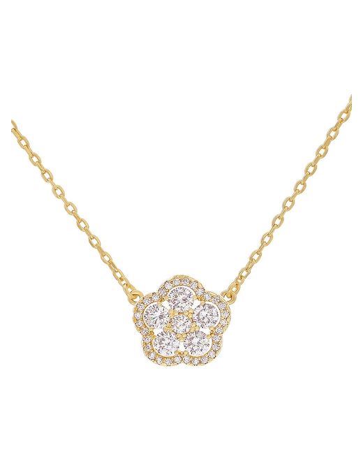 Jankuo Flower 14K Goldplated Cubic Zirconia Pendant Necklace