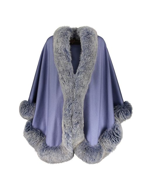 Wolfie Furs Made For Generations Sherling Trim Cashmere Wool Blend Cape